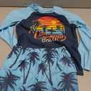 Boys Two Piece Rash Guard Swimsuits Kids Short Sleeve Swimwear Sets Quick Dry Bathing Suit 3-10 Years, 152