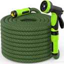 NON-EXPANDABLE Garden Hose 50ft x5/8'', Heavy Duty Flexible Water Hose with 10-Function Sprayer, Lightweight, Leak Proof, Durable Fabric Skin, Pressure Resistant for Yard, Outdoor