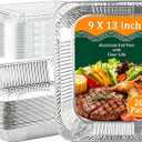 20 Pack 9X13 Inch Aluminum Foil Pans with Clear Lids Half Size Deep Extra Heavy Duty Disposable Aluminum Pans for Baking, Cooking, Roasting, Heating, Meal Prep or Food Storage
