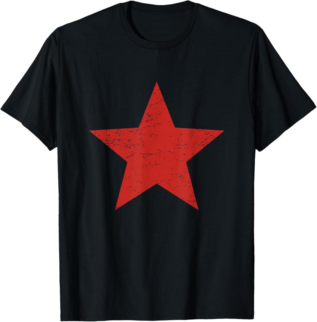 Grunge Alternative Distressed Red Star 90s Rock Band Music T-Shirt, XL