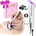 Uv Lash Lamp with Foot Pedal Portable Eyelash Extension Lamp Uv Eyelash Extension Curing Light for Nails Art US Plug Comes with Tweezers Stickers and Goggles(White)