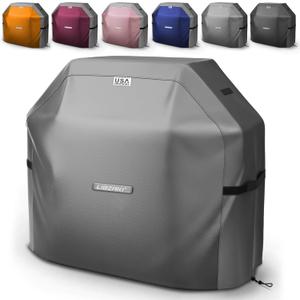 LIBZAKI Grill Cover 420D Waterproof, Weather Resistant, Rip-Proof, Anti-UV, Fade Resistant,Gas Grill Cover for Weber,Char Broil,Nexgrill Grills, 52 inches-Gray