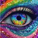 Impossible Puzzle for Adults 1000 Pieces, Diamond Eye Abstract Art Puzzle Colorful, Rainbow Crystal Hard Challenge Jigsaw Puzzle