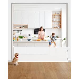 DEAR LOV Retractable Baby Gate, Mesh Baby Gate or Mesh Dog Gate, 33" Tall, Extends up to 118" Wide, Child Safety Gate for Doorways, Stairs, Hallways, Indoor/Outdoor (33"x118", White)
