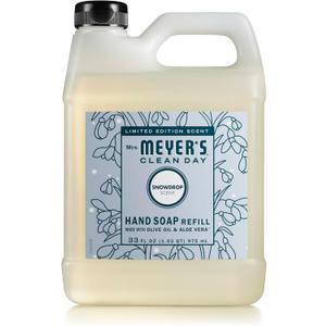 MRS. MEYER'S CLEAN DAY Liquid Hand Soap Refill, Snowdrop Scent, 33 Ounce Bottle