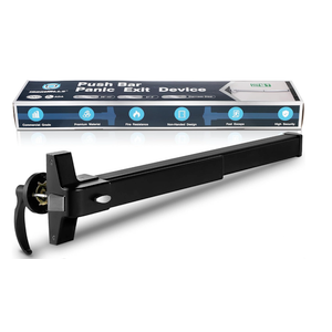 IRONWALLS Black Panic Bar for Exit Doors Commercial, 27.5 Stainless Steel Push Bar Panic Exit Device with Exterior Lever Handle, Push Bar Door Lock Panic Door Hardware for 27.5-41 Doors