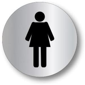Women's Restroom Sign, 4 x 3 inches, Silver