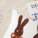 Easter Pillow Covers 18x18 inch Set of 2 Easter Decorations Brown Rabbit Embroidery Throw Pillows for Bedroom Sofa Couch Holiday Home Farmhouse Decor