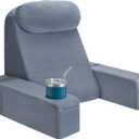 AS AWESLING 21 INCH Reading Pillow for Adults, Back Pillow for Bed Sitting Up, Backrest Pillow for Sitting in Bed, Detachable Arms with Built-in Cup & Phone Caddy (Gray, 21 INCH)