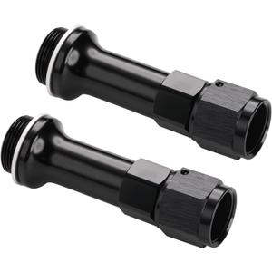 8AN Female Flare to 7/8-20 Carb Carburetor Inlet Fitting Adapter 3 Inch Extended Length Aluminum Black, Pack of 2
