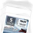 Mat Board Center, Pack of 5, 18x24 for 16x20 White Photo Picture Mat Set - Mat, Backing, Clear Bag - Acid Free, 4-ply Thickness - for Pictures, Photos, Framing