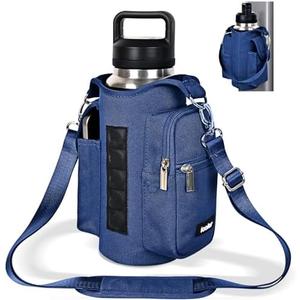 icolor Magnetic Gym Bag Water Bottle Carrier Holder with Phone Pockets & Shoulder Strap,5 Built-in Magnets Gym Bottle Pouch Sleeve,Magnetic Bag Gym Accessories Organizer for Men Women
