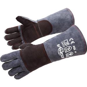 Fireplace Gloves Fire Heat Resistant: Dark-Grey 16IN 932 - Fireproof Leather for Fireplace Fire Pit Wood Stove Campfire Furnace BBQ Grill Oven Stick Mig Welding Welder Gear - Birthday Gift XL