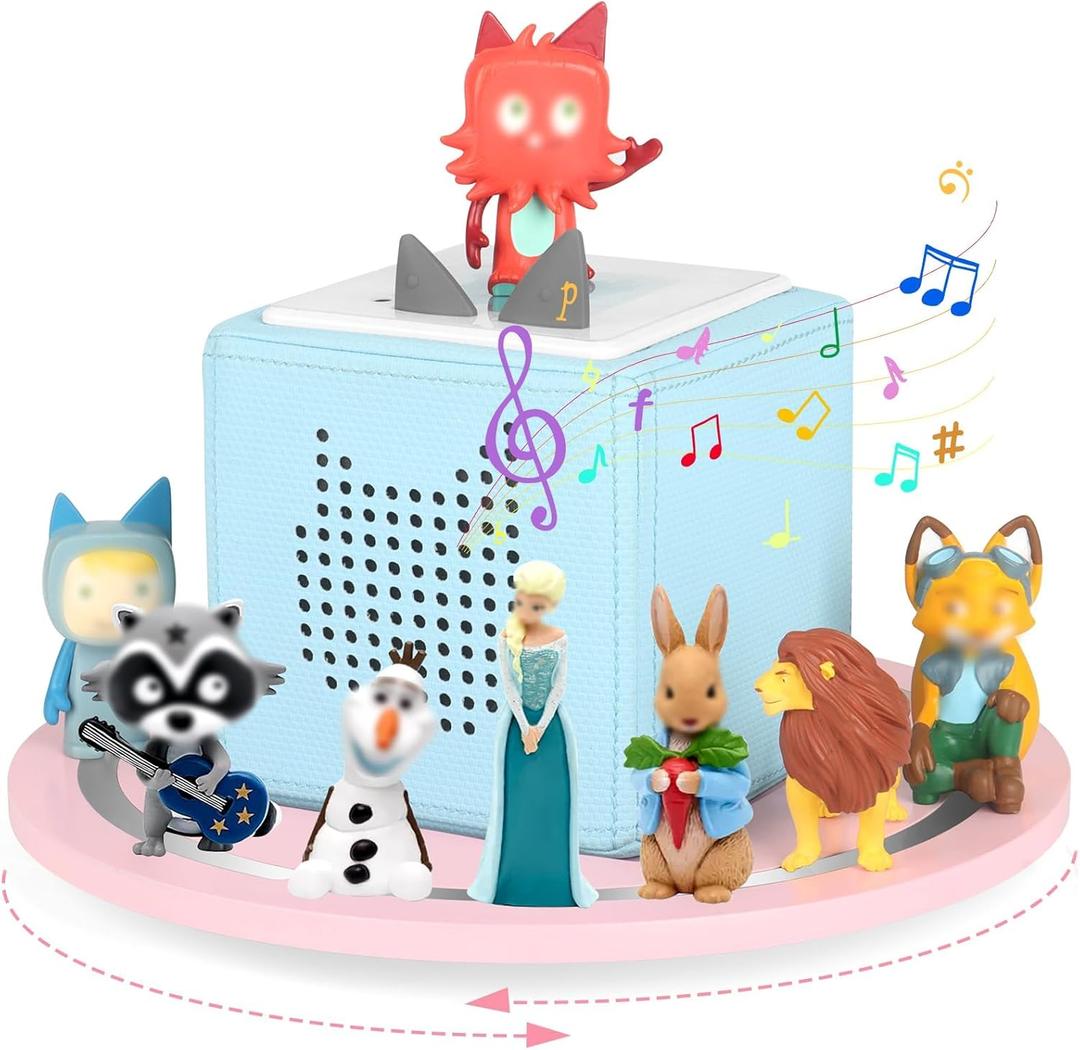 360° Round Turntable for Tonies Box 1/2 Organizer Storage Shelf, Magnetic Stand Holder for Toniebox Player Tonies Figures, Display Collection 10~15 Tonie Box Characters (Pink)