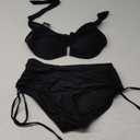 BMJL Womens High Waisted Bikini Sets Slimming Tummy Control Swimsuits Mesh Halter Bathing Suit (Large, Black)