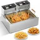 Electric Deep Fryer 22.6L/24QT Stainless Steel Large Capacity Commercial Fryer with Basket, 3400W 110V Countertop Deep Fryer for Home Kitchen and Restaurant Use withTemperature Control
