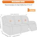 VANSOFY Recliner Cover, 3-Pieces Stretch Reclining Couch Covers with Pockets Reclining Sofa Slipcovers 3 Seater Soft Washable Furniture Protector for Dogs Cats(Black)