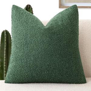 Foindtower Decorative Textured Boucle Throw Pillow Covers Accent Solid Pillow Cases Neutral Soft Cozy Couch Cushion Case for Chair Sofa Bedroom Living Room Home Decor 18x18 Inch,1PC,Pine Green