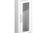 Zonon 10lb Recessed Fire Extinguisher Cabinet with Alarm, White Steel Wall-Mounted Safety Box, Magnetic Door & Clear Window for 2.5/5/10 lb Fire Extinguishers(Wide Edge)