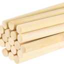 MECCANIXITY Wooden Dowel Rods, 5/16 x 20 Inch Round Dowel Rod Wood Sticks Bamboo Stick for Arts Crafts Photo Booth Props DIY Building Model, 20 Pack