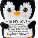Gifts for Him Her Girlfriend Boyfriend,to My Love Handmade Positive Mini Penguin Crochet Mother's Day Romantic Valentines Day I Love You Gifts for Women Men Wife Husband Couple