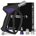 Short Pressure Washer Gun, Swivel Power Washer Gun 4060 PSI, Stubby Pressure Washer Gun with 3/ 8" Smooth & 1/ 4" Quick Connector Coupler Compatible with Hose Foam Cannon Car Wash Foam Gun（Black purple）