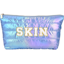 Hiroyuki Iridescent Makeup Bag, 14 inches Cosmetic Bag, Large Capacity Travel Pouch (Skin, Blue)