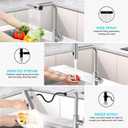 AVSIILE Brushed Nickel Kitchen Faucets with Pull Down Sprayer & Soap Dispenser, Single Hole & Handle, Pull Out Tap, Waterfall Stainless Steel Sink Faucet for Farmhouse Camper Laundry Rv Bar