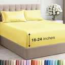 Extra Deep Queen Sheet Set - 4 Piece Breathable & Cooling Bed Sheets - Easily Fits 18 to 24 inch Mattress - Ultra Soft, Wrinkle & Fade Free w/ Extra Deep Pockets - Comfy Hotel Luxury Bedding - Yellow