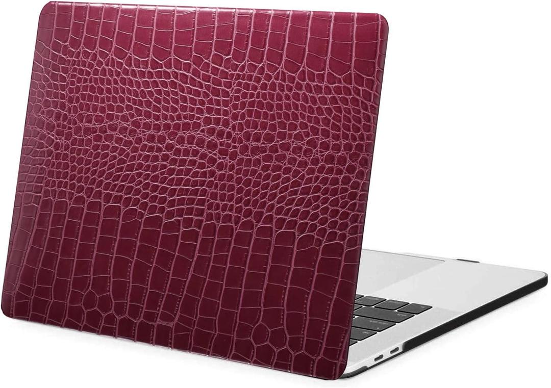 Compatible with New MacBook Air 13.6 inch M4 M3 M2 Case with Retina & Touch ID 2025 2024 2022 Release A2681 A3113 A3240, Sturdy Leather Plastic Protective Laptop Case,Red Crocodile Print