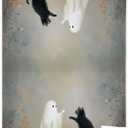 Cute Ghost Decor Kitchen Towels, Halloween Decorative Hand Towels for Bathroom, Ghost and Black Cat Decor Dish Towel, Black Cat Gifts Tea Towels, Halloween Decor for Home, 16x24 Inch