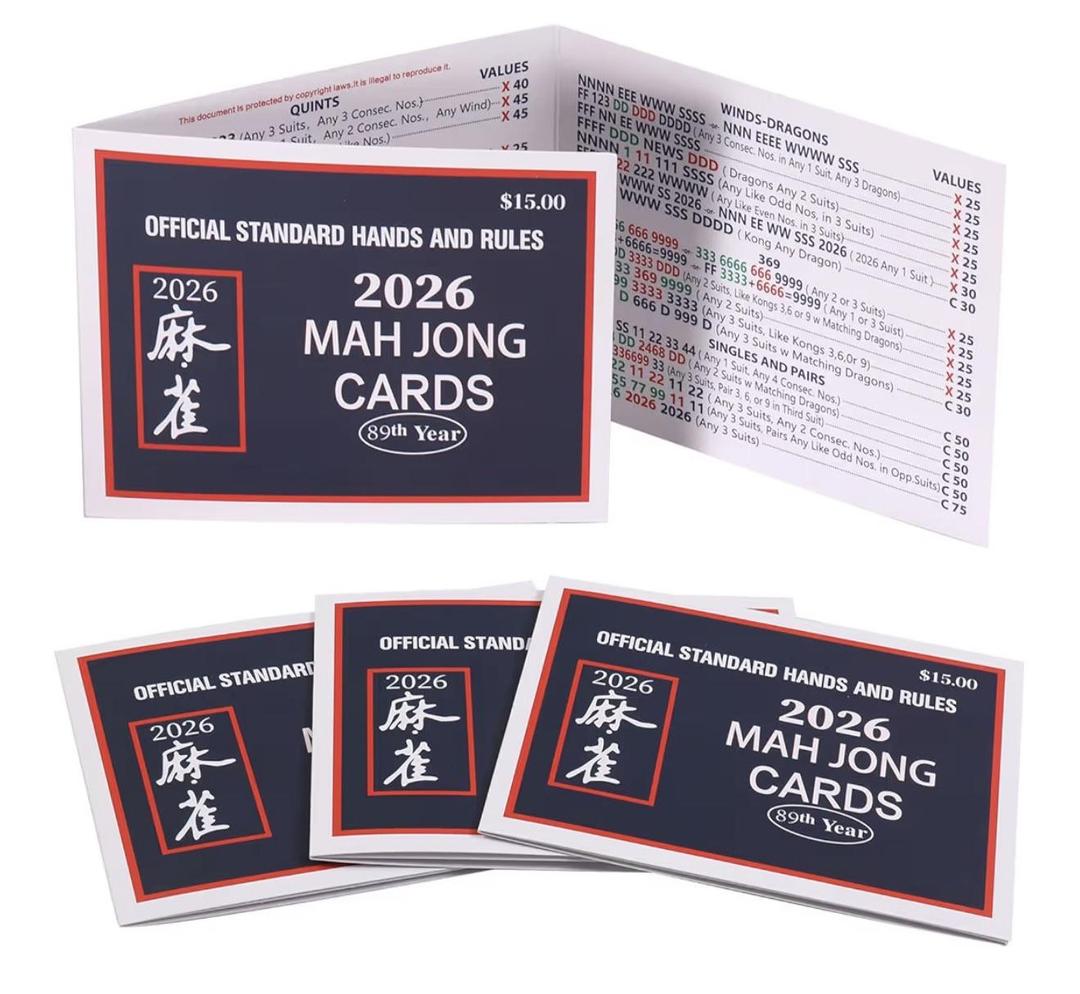 doingbag Mah Jong Card 2026 New Revision, 4 Pcs Large Size American Mah Jongg Cards Set