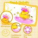 4 x Car Rubber Duck Dashboard Decoration Mini Yellow Duck Car Ornament Accessories with Mini Cowboy Hat Swim Tube Necklace and Colorful Sunglasses for Car Dashboard(Love Glasses-Pink Dot)