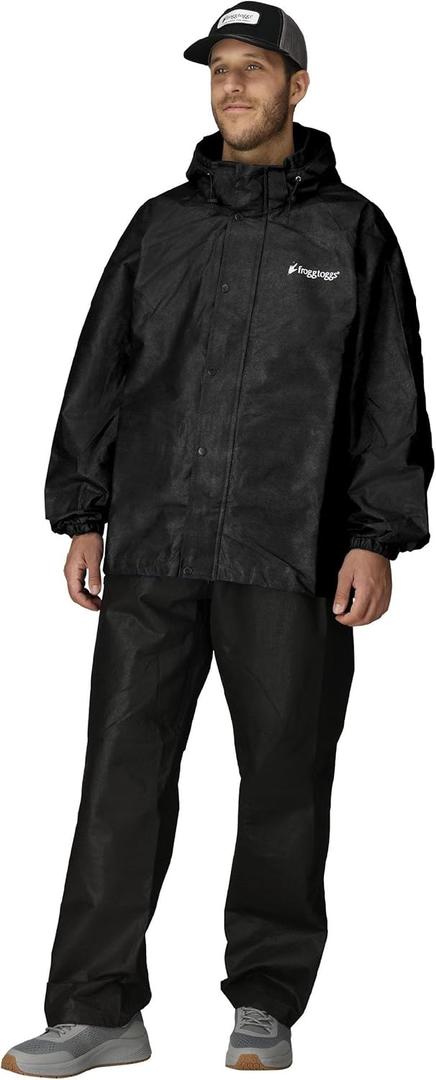 FROGG TOGGS Men's Classic Pro Action Waterproof Breathable Rain Jacket (Black) S