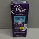 Poise Overnight Ultra Thin Incontinence & Postpartum Pads with Wings for Bladder Leaks, 8 Drop Extra Absorbent, Long Length, 20 Count