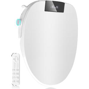 Bidet Toilet Seat Elongated, Rear and Feminine Wash, Unlimited Warm Water, Heated Seat, Warm Air Drying, Soft Close Lid, Sense Seat (Remote control)