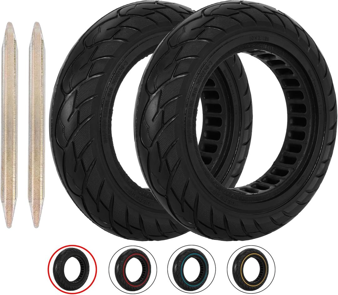 RUTU 10X2.125 Solid Tire,10 Inch Electric Scooter Tubeless Rubber Tires for Self Balancing Scooter Replacment Wheels,Black 2 Pack