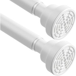 Tension Curtain Rod 30 To 64 Inch White Tension Rods Adjustable Spring Loaded Curtain Rods 7/8" Curtain Rods No Drilling Tension Rods For Windows Bedroom Closet Doorway Door 2pcs