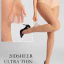 MERYLURE Sheer Black Tights for Women T-Crotch 20D Ultra Thin Pantyhose High Waist Stockings Reinforced Toes 2 Pairs (Beige, L)