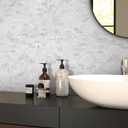 SUNWINGS 5-Sheet Peel and Stick Mosaic Natural 3D Stone Self Adhesive Marble Tiles, 10.63" x 11.22" Stick on Backsplash for Kitchen Bathroom Fireplace Vanity, Mixed Gray