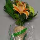 Hollyone Fake Flowers with Vase, Orange Silk Tiger Lily Artificial Flowers in Vase, Faux Plants and Flowers Arrangement Bouquets with Vases for Table Centerpieces Office Bathroom Home Decor