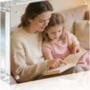 Acrylic Frame, 8x8 Picture Frame 1 Pack, 20MM Thicker Block, Double Sided Magnetic Clear Freestanding Photo Frame for Desk or Tabletop Display