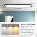 Ganeed 55.1" High Brightness Linear LED Ceiling Lamp, 60W Dimmable Low Profile Flush Mount LED Flat Panel Long Ceiling Light Fixture for Kitchen Office Laundry Shop, Black