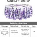 Lavender Flowers Butterfly Tablecloth Spring Summer Round Table Cover Washable Table Cloth for Home Kitchen Party Picnic 60 Inch