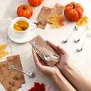 Nuogo 50 Sets Thanksgiving Tea Party Favors Tea Spoons Fall Leaf Coffee Dessert Spoons Bulk Autumn Harvest Bridal Shower Favor Wedding Thank You Gifts for Coworkers Guest (Silver)