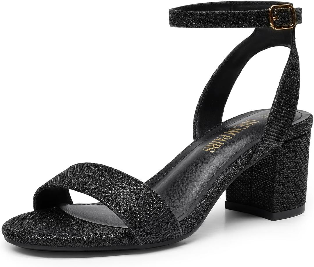 DREAM PAIRS Women's Open Toe Ankle Strap Low Block Chunky Heels Sandals Party Dress Pumps Shoes (Black), Size 11