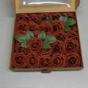 Ling's Moment Artificial Flowers 25Pcs Amber Roses Decor w/Stems,3" Real Touch DIY Foam Floral for Wedding Bouquet/Centerpieces, Outdoors Party Backdrop, Room/Table, and Garden/Pot Decorations (Or- Amber)