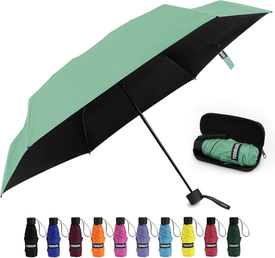 Yoobure Small Mini Umbrella with Case Light Compact Design Perfect for Travel Lightweight Portable Parasol Outdoor Sun&Rain Umbrellas (Mint Green)
