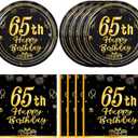 40pcs 65th Birthday Decorations Kit for Men Women 65th Birthday Plates and Napkins Black Gold Vintage 1961 65 Party Tableware Set for Happy 65 Years Old Anniversary Party Supplies