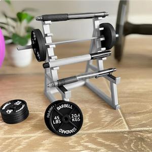 Squat Rack Pen Holder, Funny Barbell Pen Holder, Mini Modern Desktop Barbell Rack Pencil Organizer Ornament for Home Office(COLOR:gray+black)